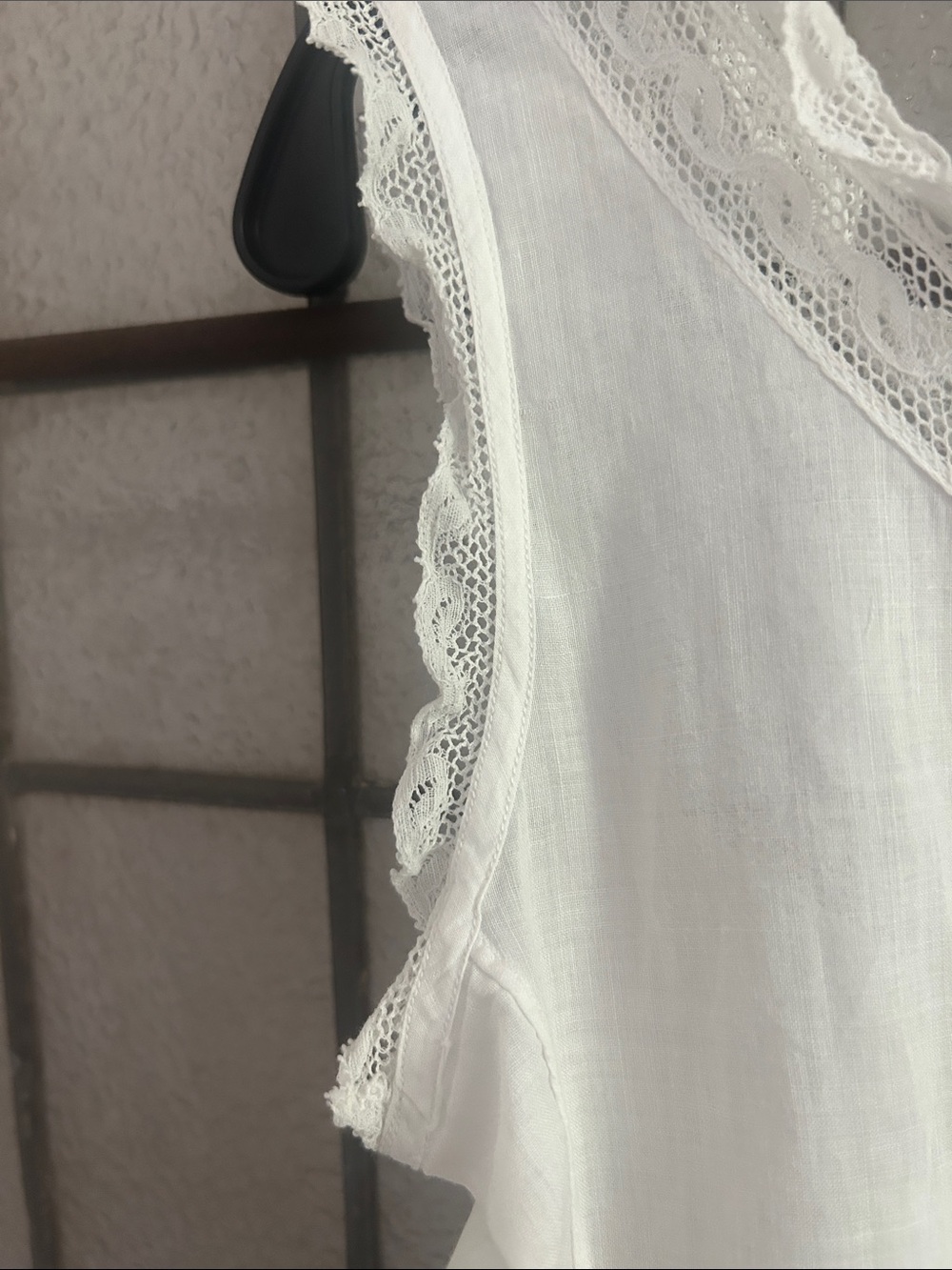 Antique White Cotton Maxi Dress with Lace Trim - Picture 5 of 6